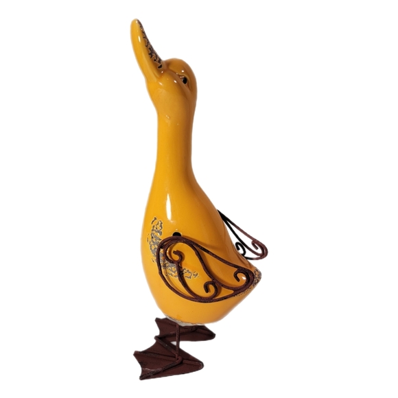 unbranded Other - 10" Yellow Duck Ceramic Body Metal Wings And Feet.